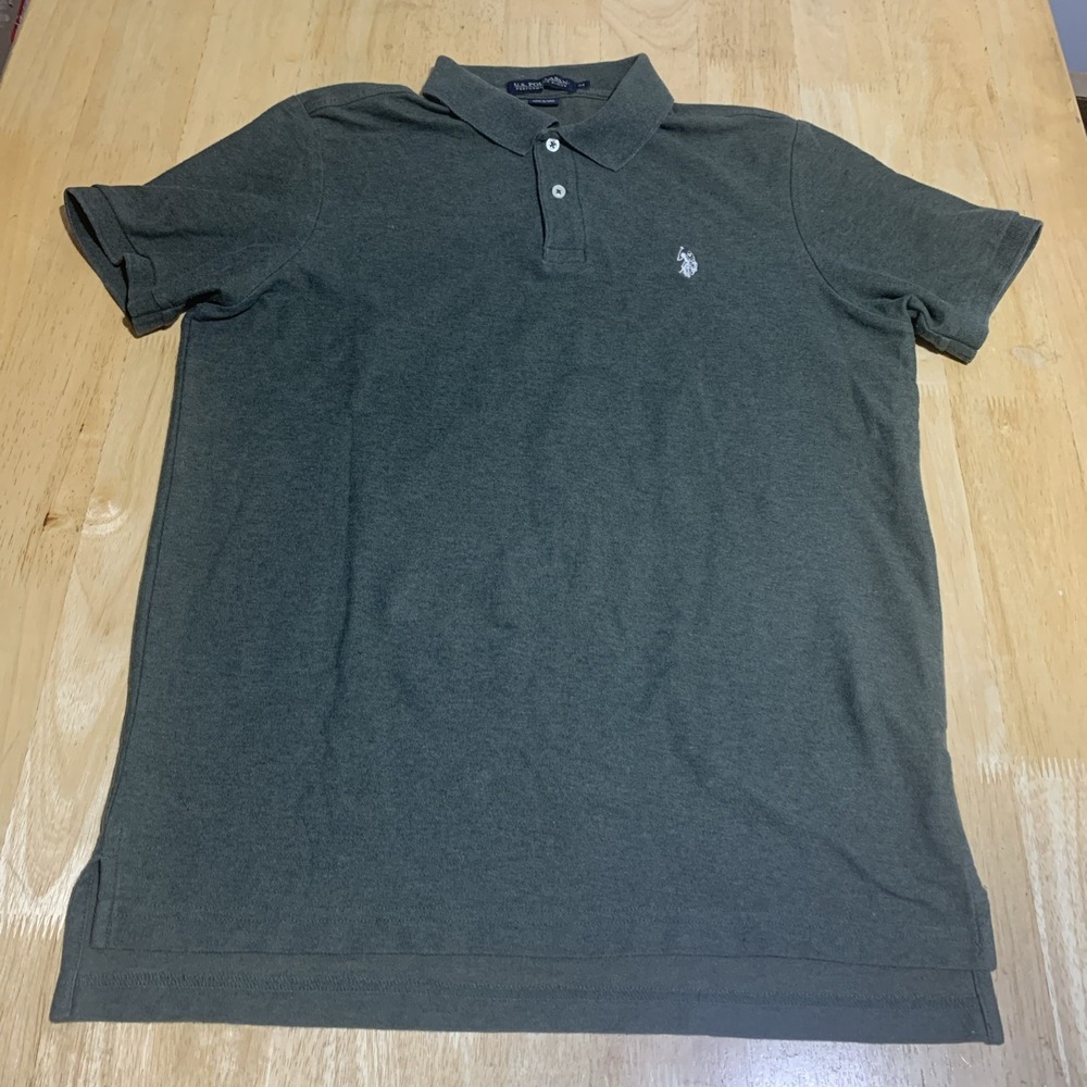 US POLO ASSN Performance Pique Polo Size M Green‎ Short Sleeve Shirt Mens